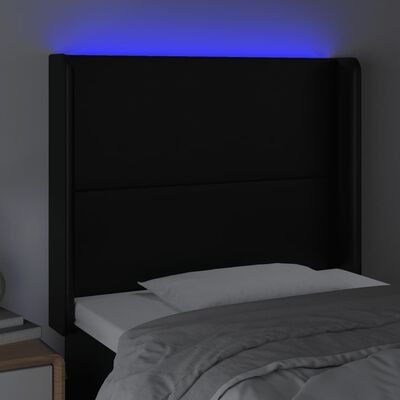 vidaXL Čelo postele s LED černé 83 x 16 x 118/128 cm umělá kůže