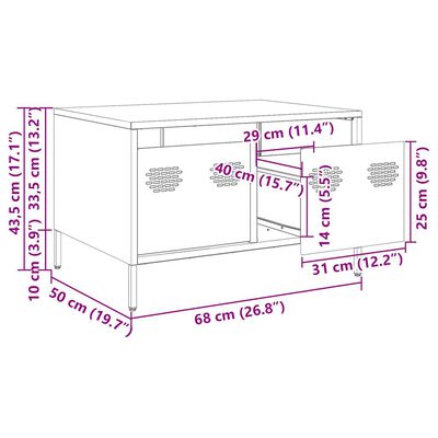 vidaXL TV skříňka bílá 68 x 50 x 43,5 cm ocel válcovaná za studena