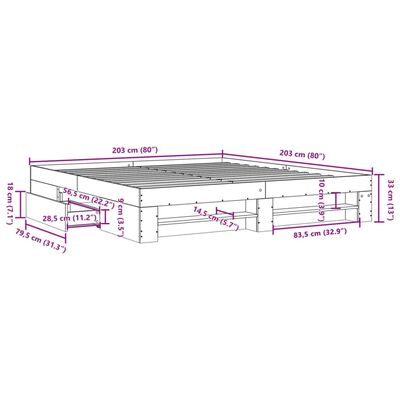 vidaXL Rám postele bílý 200 x 200 cm kompozitní dřevo