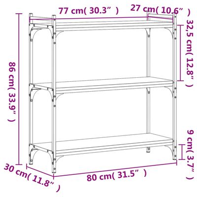 vidaXL Knihovna se 3 policemi kouřový dub 80x30x86 cm kompozitní dřevo