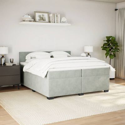 vidaXL Box spring postel s matrací světle šedá 200x200 cm samet