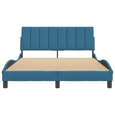 vidaXL Rám postele s čelem modrý 140 x 200 cm samet