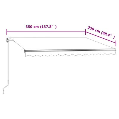 vidaXL Automatická zatahovací markýza 350 x 250 cm žlutobílá