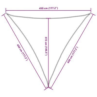 vidaXL Stínící plachta oxfordská trojúhelníková 4,5x4,5x4,5 m cihlová