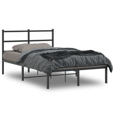 vidaXL Kovový rám postele s čelem černý 120 x 190 cm
