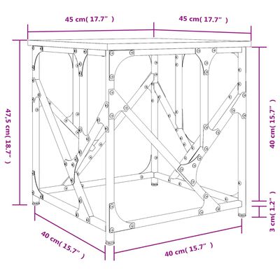 vidaXL Konferenční stolek kouřový dub 45x45x47,5 cm kompozitní dřevo