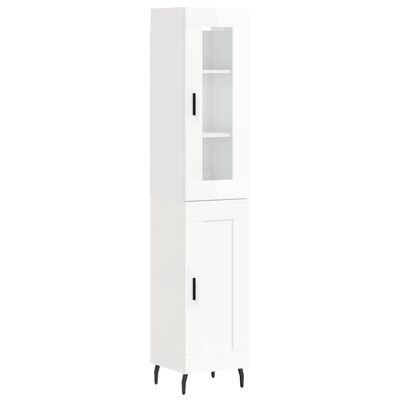 vidaXL Skříň highboard bílá s vysokým leskem 34,5x34x180 cm kompozit