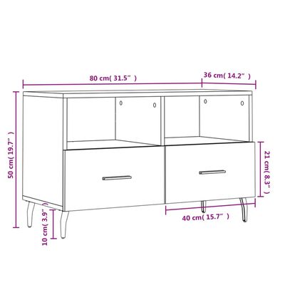 vidaXL TV skříňka dub sonoma 80 x 36 x 50 cm kompozitní dřevo