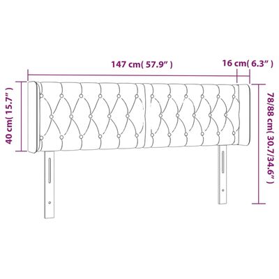 vidaXL Čelo postele typu ušák tmavě šedé 147x16x78/88 cm samet