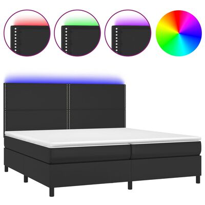 vidaXL Box spring postel s matrací a LED černá 200x200 cm umělá kůže