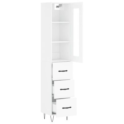 vidaXL Skříň highboard bílá s vysokým leskem 34,5x34x180 cm kompozit