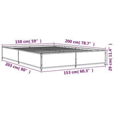 vidaXL Rám postele hnědý dub 150 x 200 cm kompozitní dřevo a kov