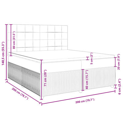 vidaXL Box spring postel s matrací růžová 200x200 cm samet