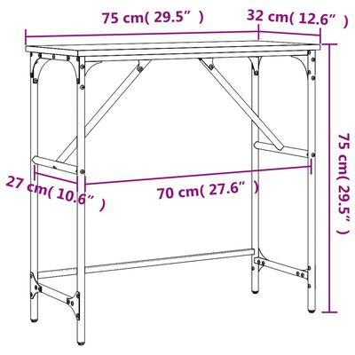 vidaXL Konzolový stolek dub sonoma 75 x 32 x 75 cm kompozitní dřevo