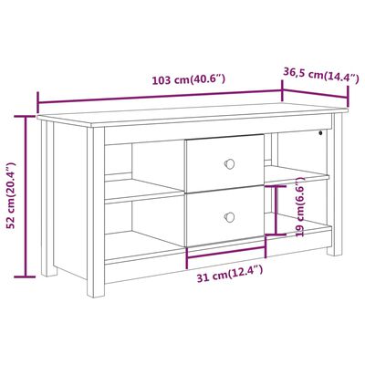 vidaXL TV skříňka medově hnědá 103 x 36,5 x 52 cm masivní borové dřevo