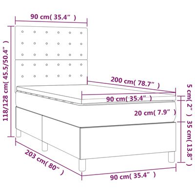 vidaXL Box spring postel s matrací šedá 90x200 cm umělá kůže