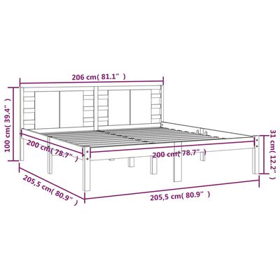 vidaXL Rám postele bílý masivní borovice 200 x 200 cm