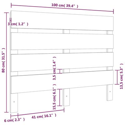 vidaXL Čelo postele medově hnědé 100 x 3 x 80 cm masivní borovice