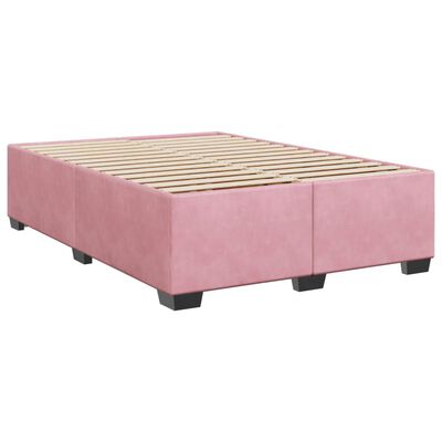 vidaXL Box spring postel s matrací růžová 140x200 cm samet