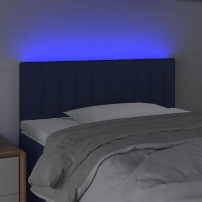 vidaXL Čelo postele s LED modré 90x5x78/88 cm textil