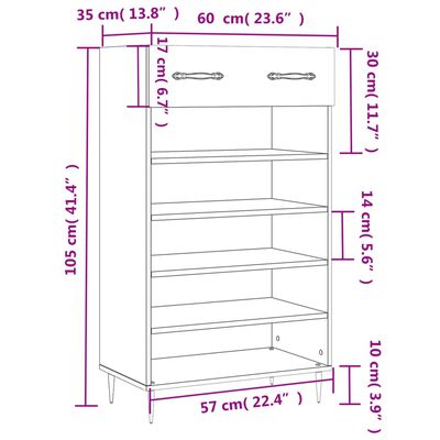 vidaXL Botník kouřový dub 60 x 35 x 105 cm kompozitní dřevo