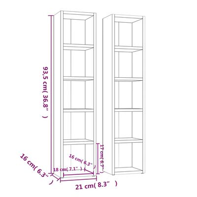 vidaXL Skříňky na CD 2 ks kouřový dub 21x16x93,5 cm kompozitní dřevo