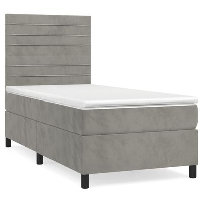 vidaXL Box spring postel s matrací světle šedá 90x200 cm samet