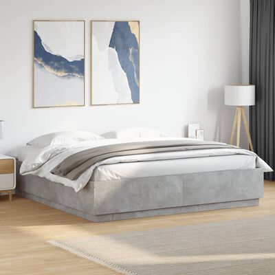 vidaXL Rám postele s LED osvětlením betonově šedý 180x200 cm kompozit