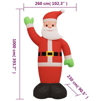 vidaXL Nafukovací Santa Claus s LED diodami 1 000 cm