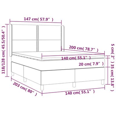 vidaXL Box spring postel s matrací cappuccino 140x200 cm umělá kůže