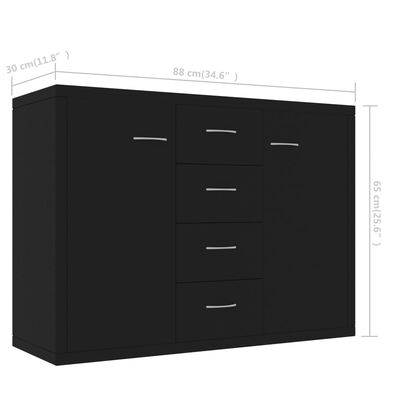 vidaXL Příborník černý 88 x 30 x 65 cm kompozitní dřevo