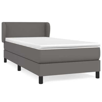 vidaXL Box spring postel s matrací šedá 90x190 cm umělá kůže