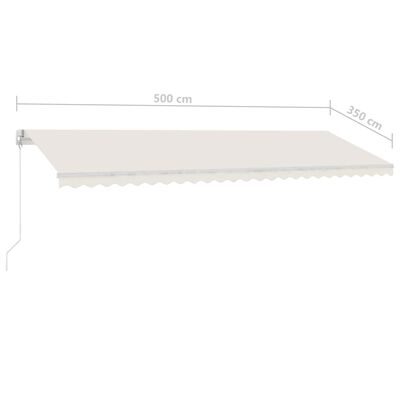 vidaXL Ručně zatahovací markýza s LED světlem 500 x 350 cm krémová