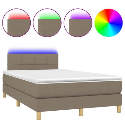 vidaXL Box spring postel s matrací a LED taupe 120x190 cm textil