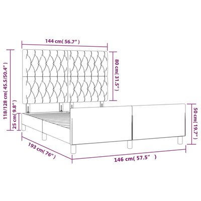 vidaXL Rám postele bez matrace černý 140 x 190 cm samet