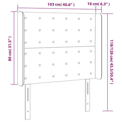 vidaXL Čelo postele s LED černé 103 x 16 x 118/128 cm umělá kůže