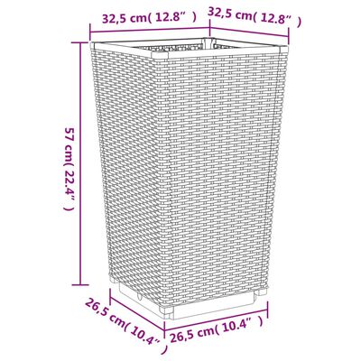 vidaXL Zahradní květináče 4 ks hnědé 32,5 x 32,5 x 57 cm PP