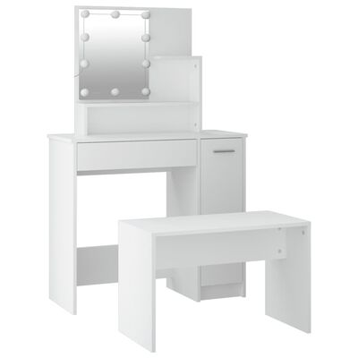 vidaXL Toaletní stolek sada s LED bílý kompozitní dřevo