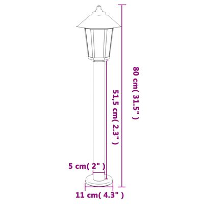 vidaXL Venkovní stojací lampa černá 80 cm nerezová ocel