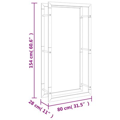 vidaXL Stojan na palivové dřevo 80x28x154 cm nerezová ocel