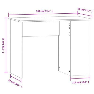 vidaXL Psací stůl šedý sonoma 100 x 55 x 75 cm kompozitní dřevo