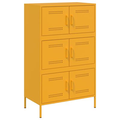 vidaXL Skříň highboard hořčicově žlutá 68 x 39 x 113 cm ocel