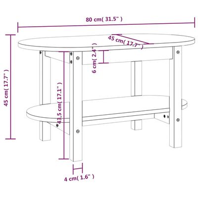 vidaXL Konferenční stolek černý 80 x 45 x 45 cm masivní borové dřevo