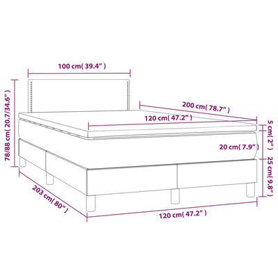 vidaXL Box spring postel s matrací a LED bílá 120x200 cm umělá kůže