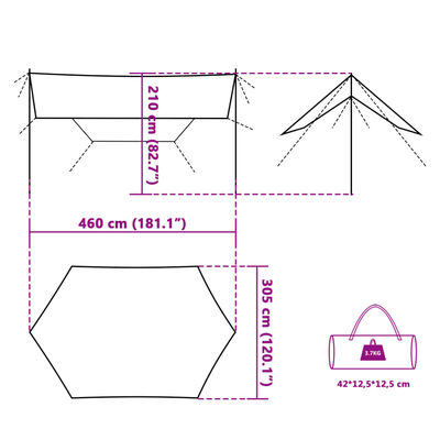 vidaXL Kempingová plachta modrá 460 x 305 x 210 cm nepromokavá