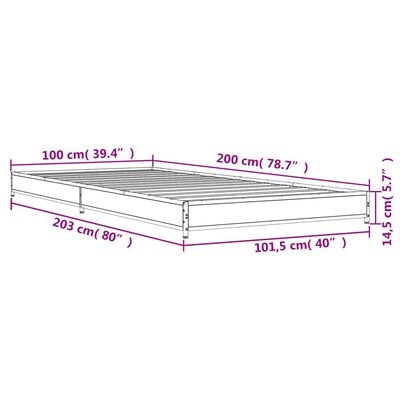 vidaXL Rám postele dub sonoma 100 x 200 cm kompozitní dřevo a kov