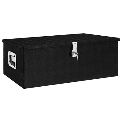 vidaXL Úložný box černý 90 x 47 x 33,5 cm hliník