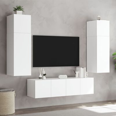 vidaXL Nástěnné TV skříňky s LED osvětlením 2 ks bílé 60 x 35 x 31 cm