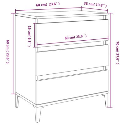 vidaXL Příborník kouřový dub 60 x 35 x 70 cm kompozitní dřevo