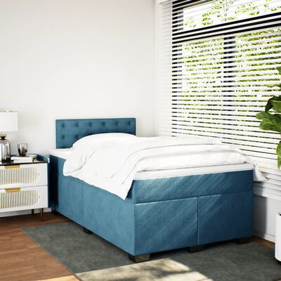 vidaXL Box spring postel s matrací tmavě modrá 120x190 cm samet